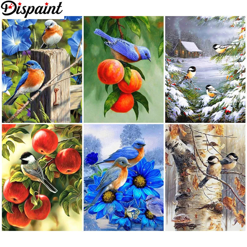 

Алмазная живопись Dispaint «Птица Яблоко», полное квадратное/Круглое украшение для стен, инкрустированная смолой, вышивка ручной работы, вышивка крестиком