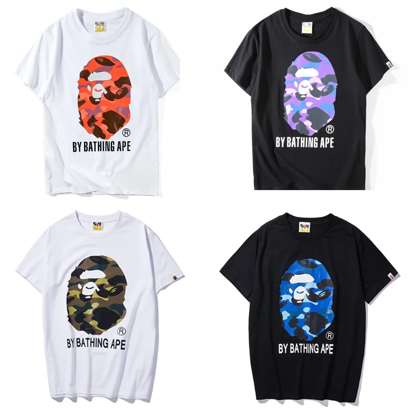 

8 Colors 2022 Summer Japanese Tide Brand Great Ape Man Initials Print Men And Women Short-Sleeved Bape T-shirt