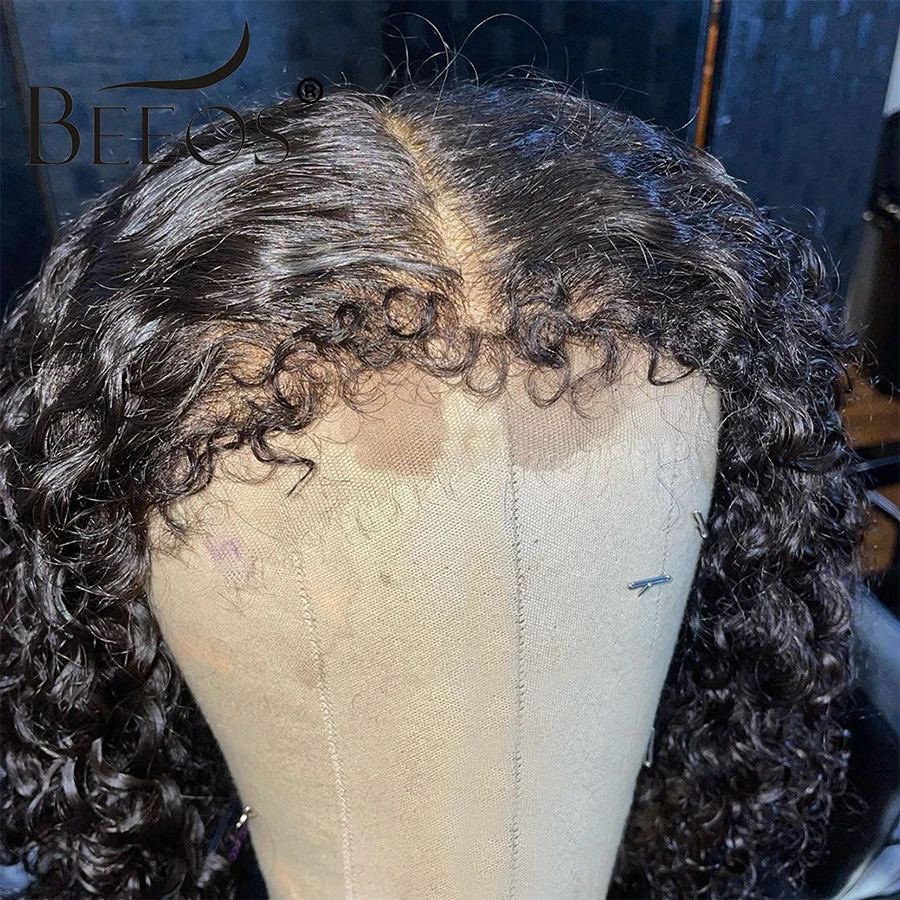 Curly Baby Hair Wig Water Wave 13x4 HD Lace Front Human Hair Wigs Pre plucked Curly Short Bob Wig 5x5 HD Closure Wig For Women