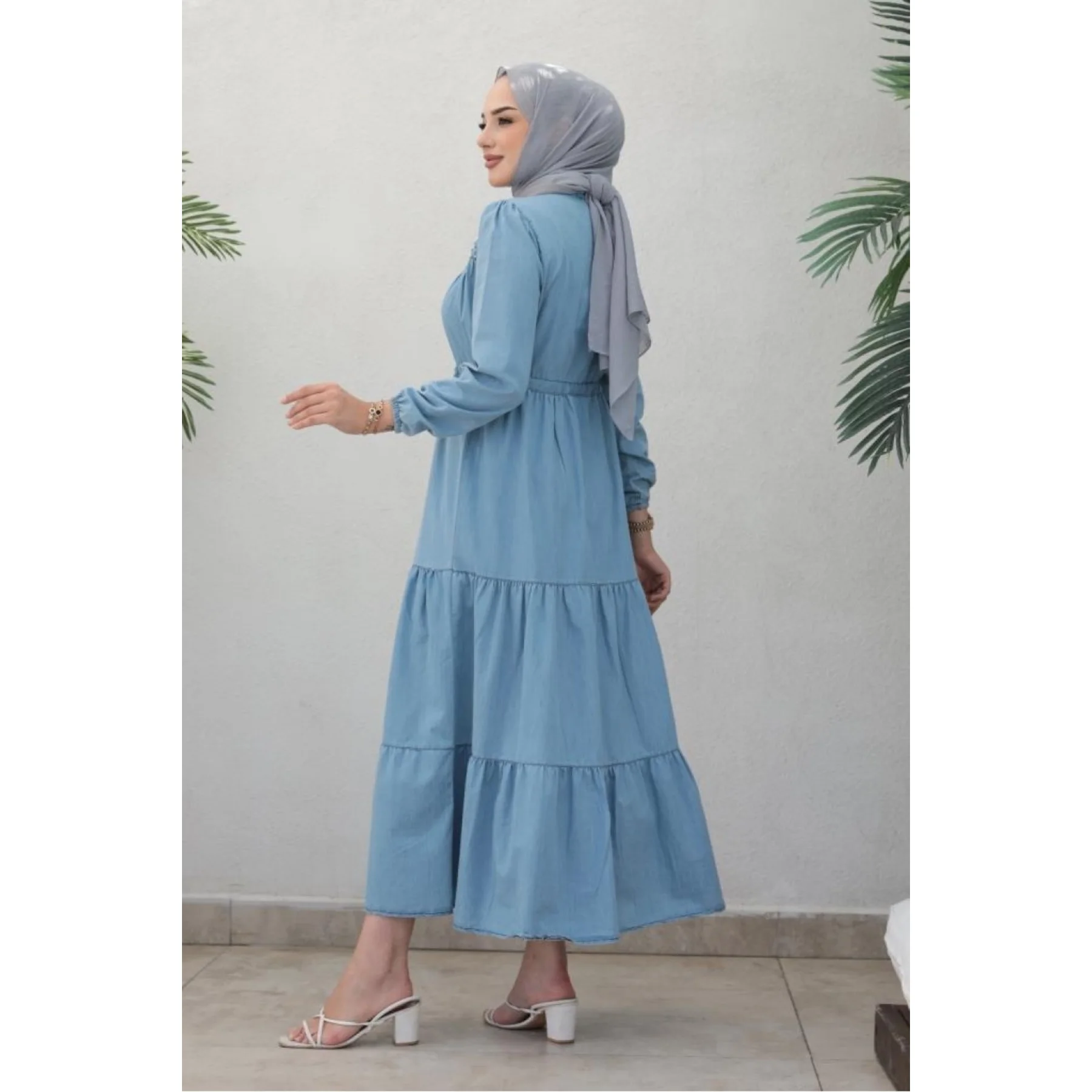 Denim Dress Women Maxi Muslim Dress Woman Abaya Dress Abaya Caftan Dubai Kaftan Robe Muslim Long Dress Modest Muslim Sets Turkey