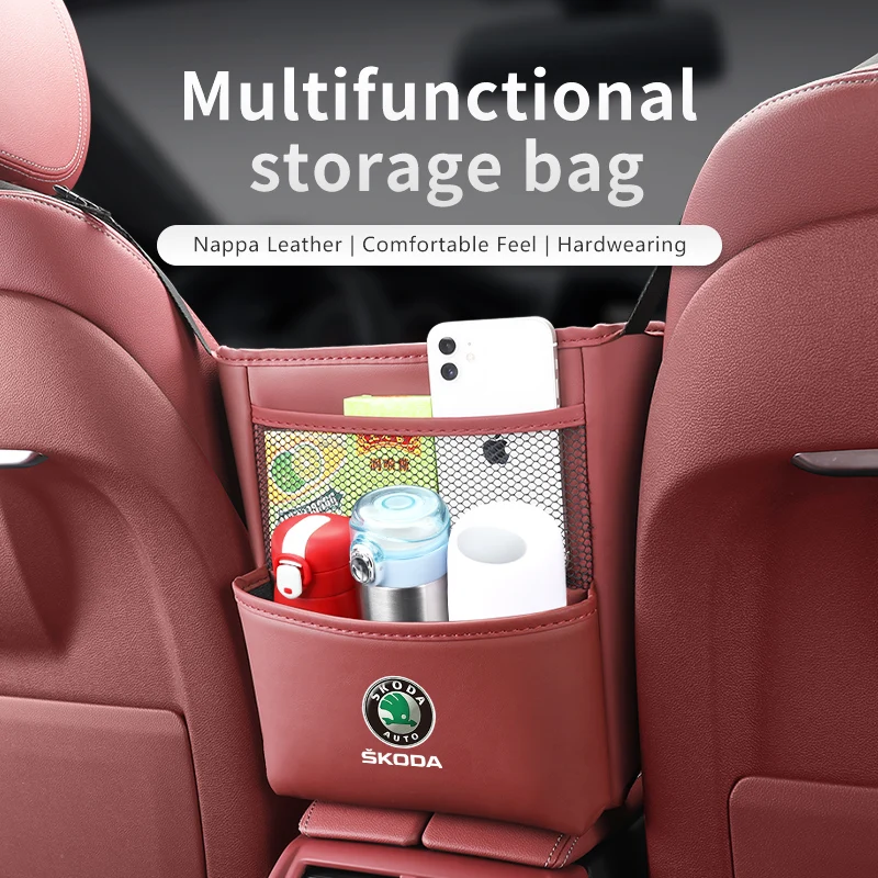 

Car Seat Back Storage Bag Universal PU Leather Multifunctional Storage Box Storage Bag For Skoda Octavia Rapid Kodiaq Superb Der