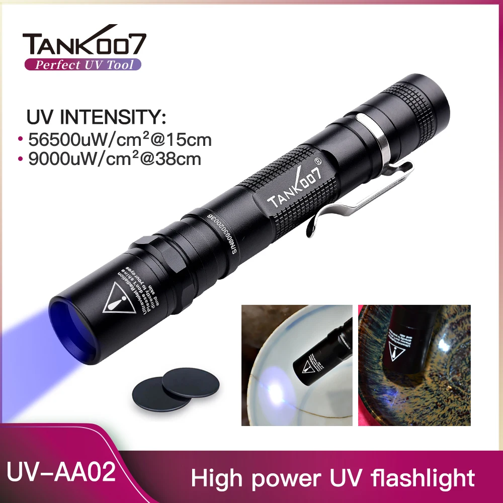 TANK007 UV-AA02 Forensic CSI UV Flashlight Korean 365nm 3W LED Torchlight GEL Curing Lamps NDT Light AA Battery EDC Portable