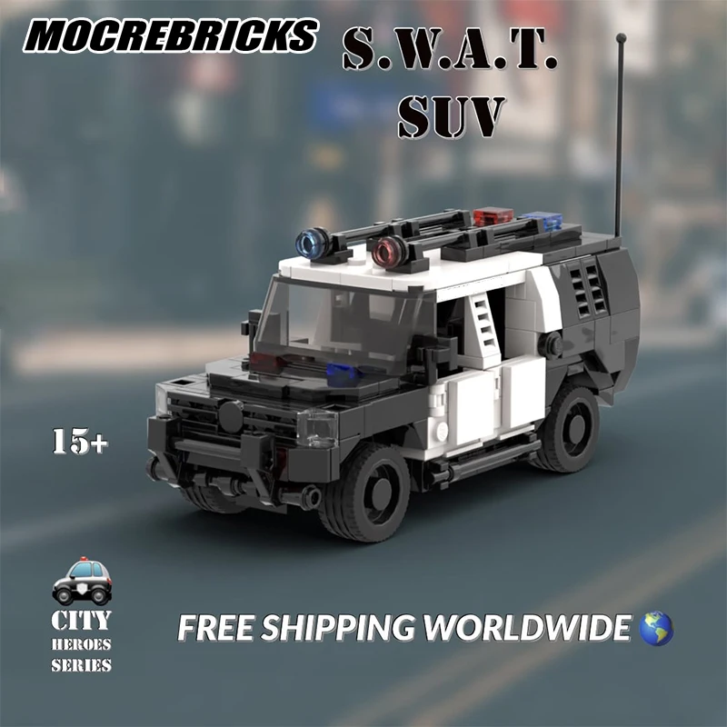 

Конструктор mocrebrick, наборы на заказ, городская полиция, внедорожник, строительные блоки, военная сила, автомобиль SWAT, внедорожник, игрушки, де...