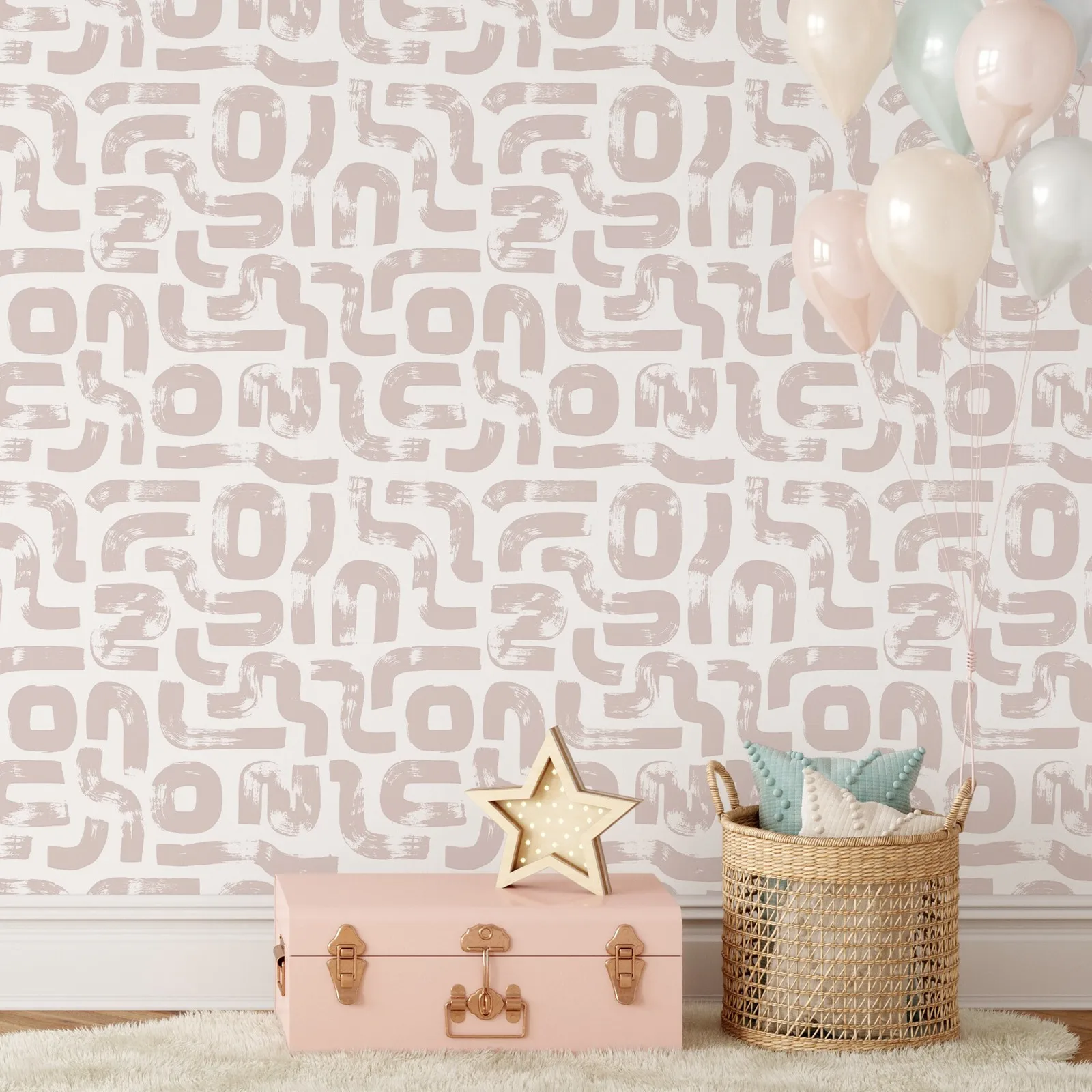 Румяна розовая абстрактная линия в стиле бохо обои Скандинавский дизайн Съемная