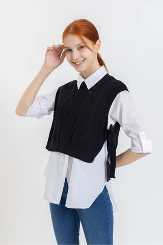 Vest knitted ties sides - купить недорого | AliExpress