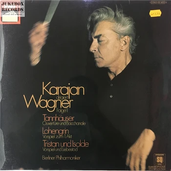 Old 33 RPM 12 inch 20 cm Vinyl Records LP Disc Karajan Conductor Wagner Tan Hauser Lohengreen Berlin Philharmoniker Music Used