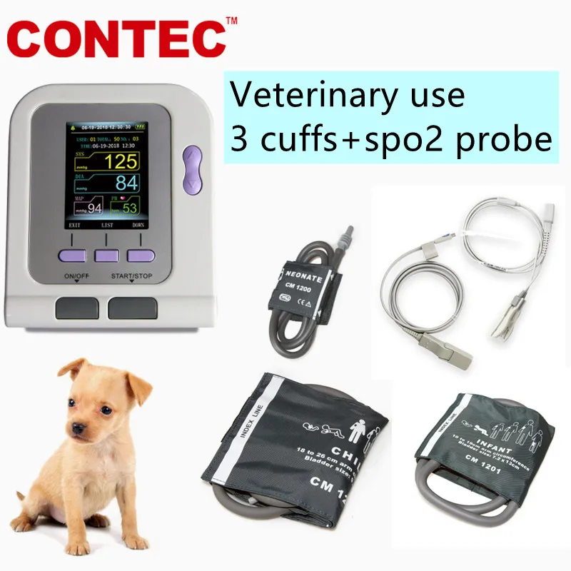 CONTEC08A-VET Digital Veterinary Blood Pressure Monitor NIBP Cuff, Animal NIBP+SPO2 Probe