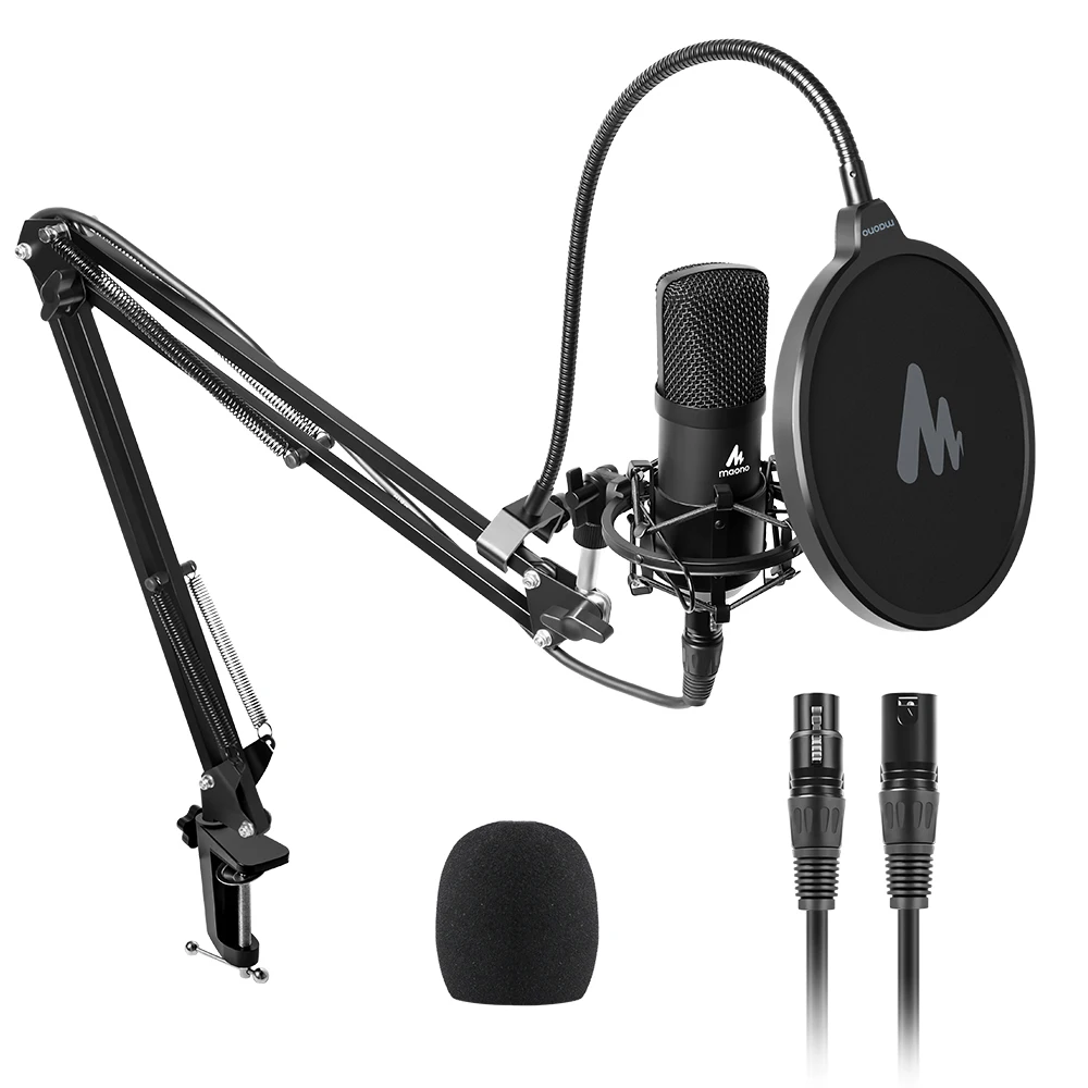 Maono XLR Condenser Microphone Professional Studio Cardioid Mikrofon Kit Podcast Streaming Mic for Broadcast YouTube Recording