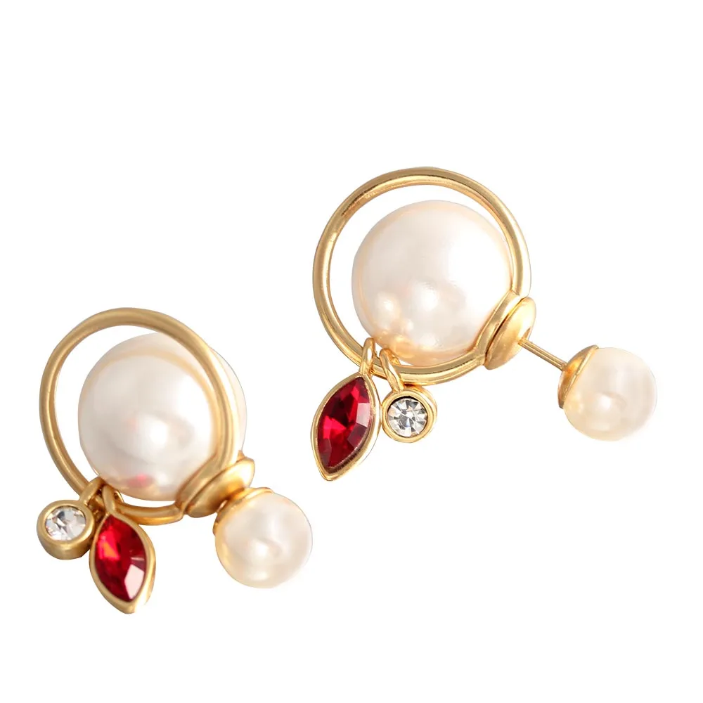 

pearls hanging marquise diamonds earrings