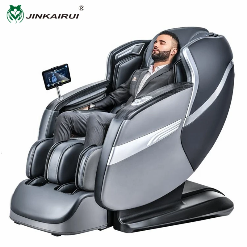 Jinkairui-Silla de masaje eléctrica inteligente de cuerpo completo, de lujo, Zero-Gravity, con Bluetooth, música, calor, cuna + rodillera, espalda abierta