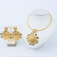 dubai flower shaped fashion jewelry sets women necklace and earrings luxury jewelry set for african nigerian accessory