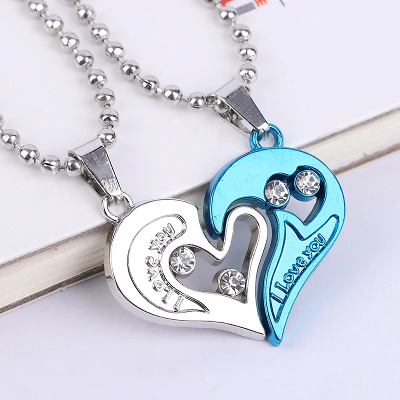 

1 Pair Fashion Couple Necklace Jewelry Unisex Lovers Couples I Love You Pendant Necklace Jewelry Best Friends Valentine's Gift