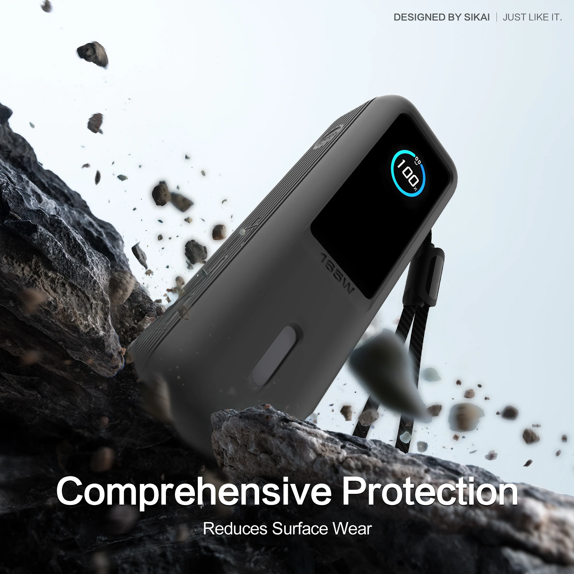 Фото Силиконовый чехол для Anker Zolo 25000 мАч, 165 Вт, внешний аккумулятор, защитный чехол для TF/SIM-карты, сумка для хранения PIN, портативный дорожный чехол №4