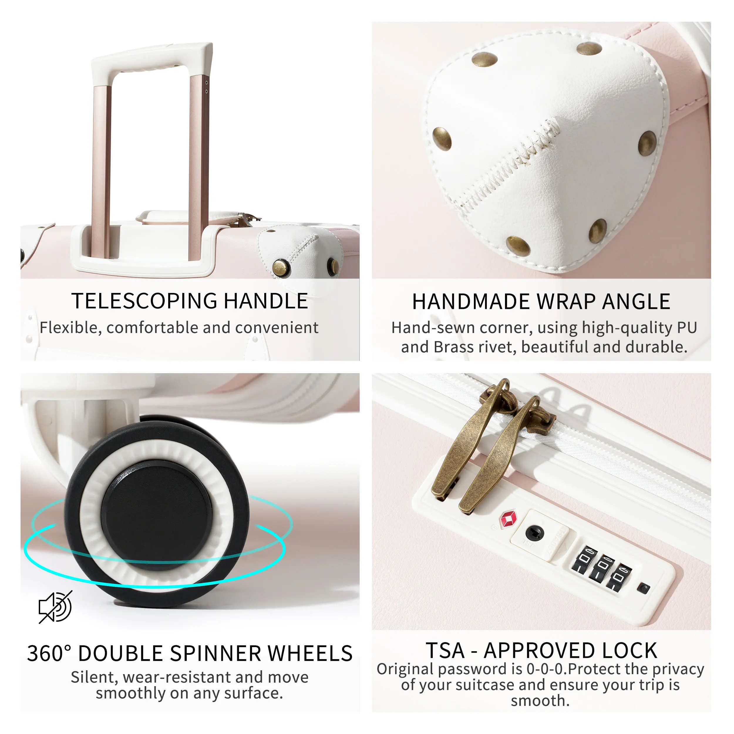 Винтажные наборы багажа из 4 предметов чемодан большой вместимости на колесах