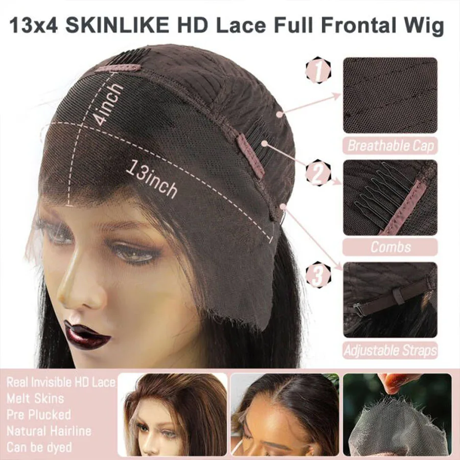 BEEOS Ash Blonde 13x4 HD Lace Front Human Hair Wigs Skinlike Straight Short Bob Wig For Women Pre plucked 5x5 HD Closure Wig