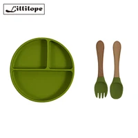 lillilopo food grade baby tablaware sets silicone feeding plate bowl with free fork and spoon
