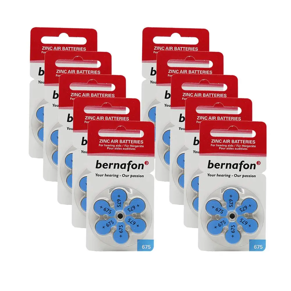 Bernafon Hearing Aid Headphone Battery No:675 (10x6 set = 60 PCs)