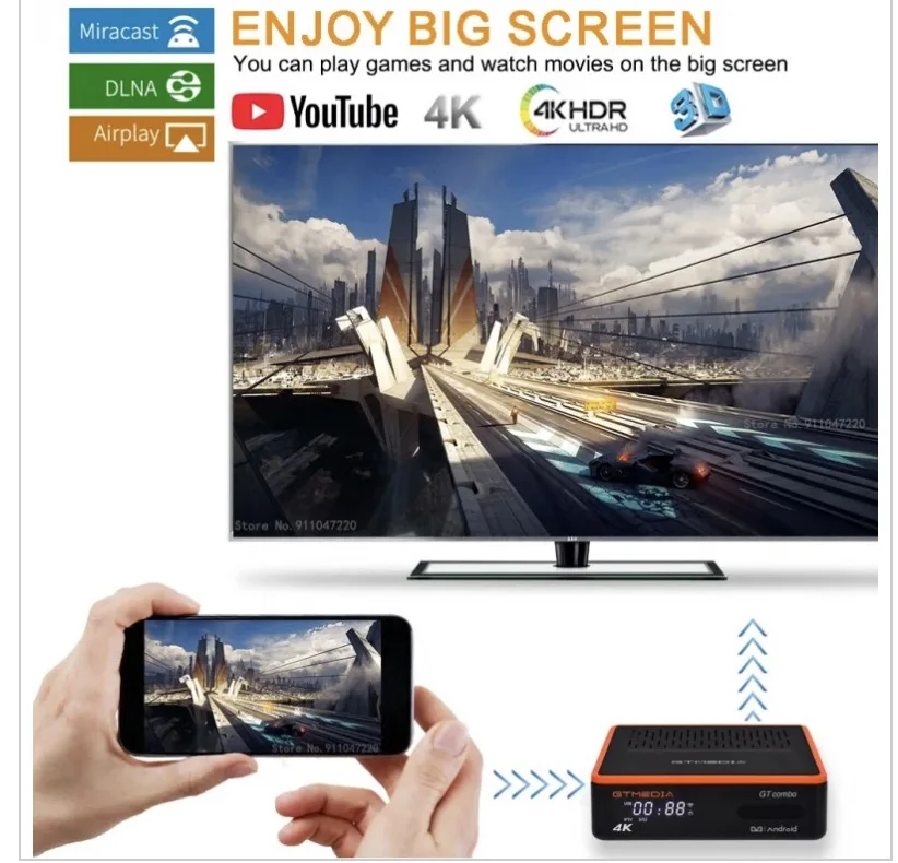 GTMEDIA GT Combo 4k 8k android телефон/кабель спутниковый ресивер + Android 9 0 Smart TV box/карта CA M3u vs