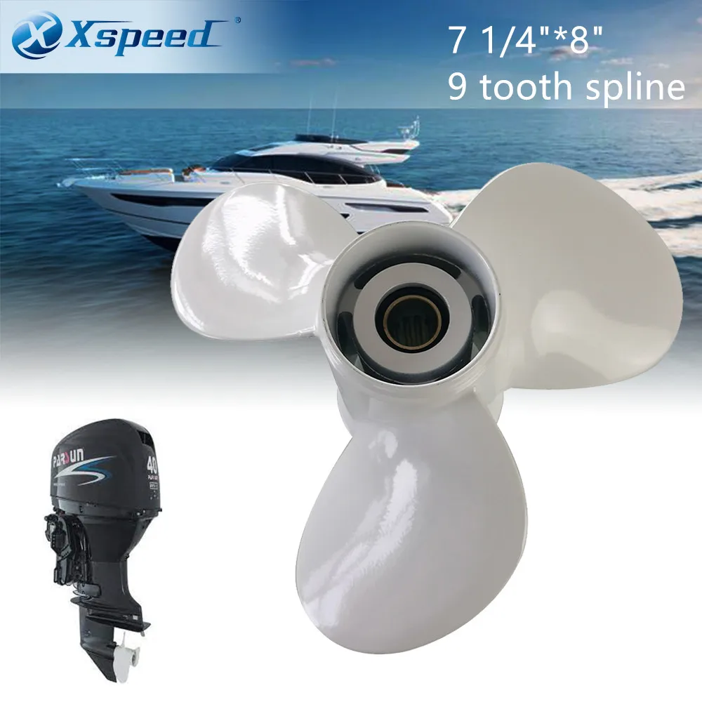 

Подвесной пропеллер Xspeed 7 1/2x8 подходит для подвесного двигателя Parsun 4 5 6 HP, винт из алюминиевого сплава, 3 лезвия, 9 зубьев
