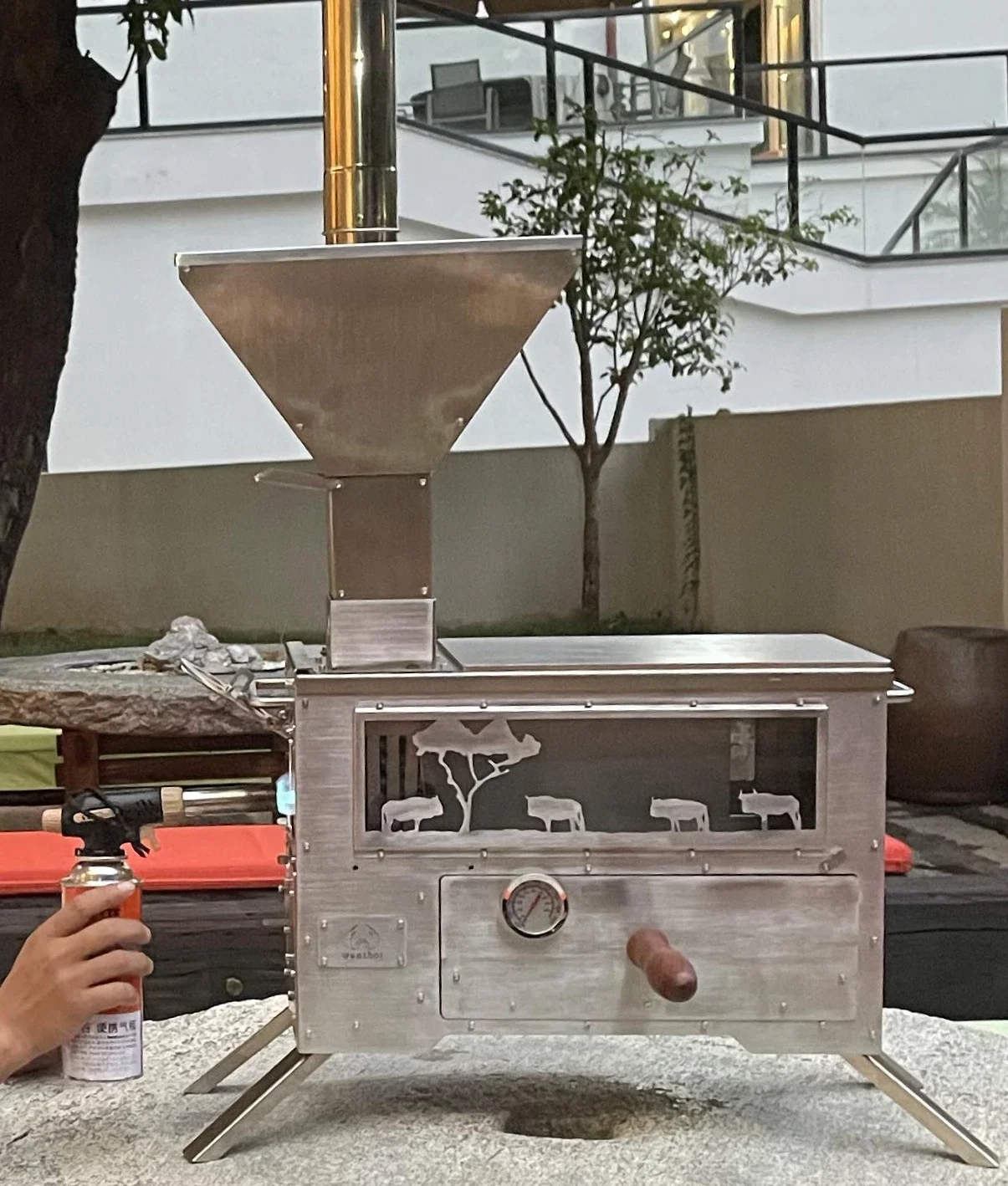 

WantHot Outdoor Folding Firewood Stove Mini Stainless Steel Ovens Camping Firewood Stove