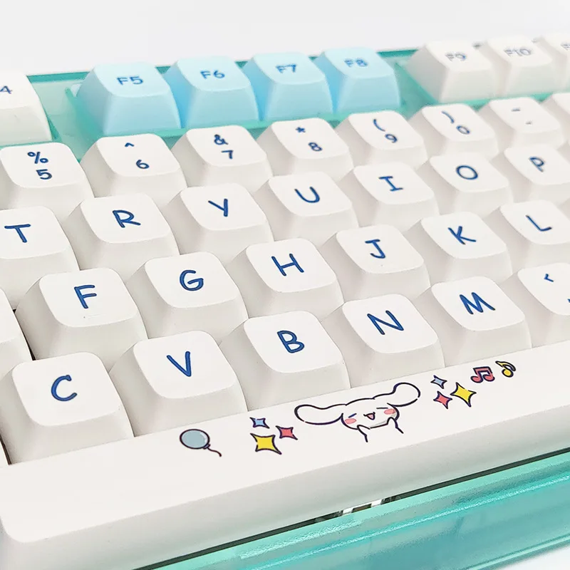 Фото Ключевые колпачки 129 клавиш/набор Jade Rabbit PBT XDA профиль на заказ милый белый колпачок для MX Переключатель механические игровые колпачки для клавиш №1