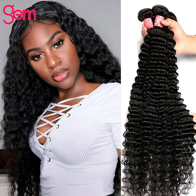 

Deep Wave Human Hair Bundles 30 32 40 Inch 1/3/4 Bundles Deal Virgin Brazilian Weaving Wet And Wavy Remy Natural Hair Extensions