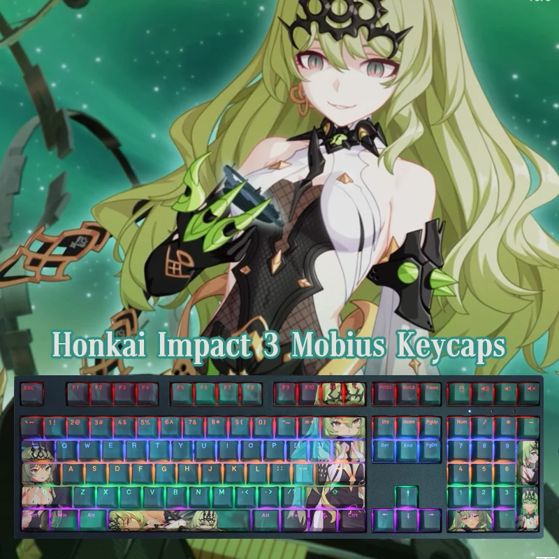 

108 Keys Honkai Impact 3 Mobius Keycaps OEM Profile PBT DYE Sublimation Mechanical Keyboard Keycap Game Anime Keycap For MX Swit