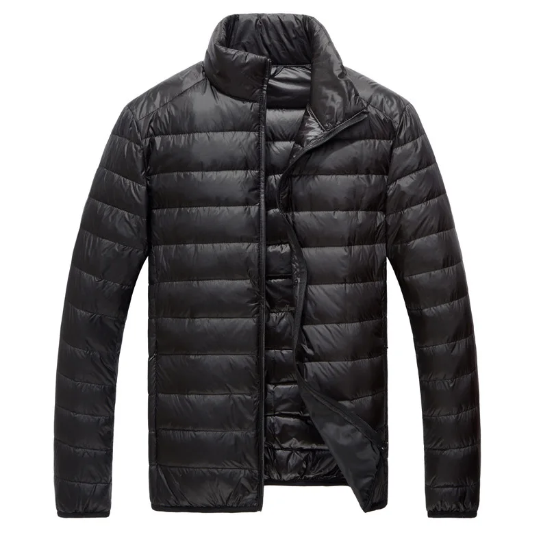 Winter Men's Stand Collar Down Jacket Ultra Light Windbreaker Feather Lightweight Portable Warm Coat Clothing Black Blue Gray
