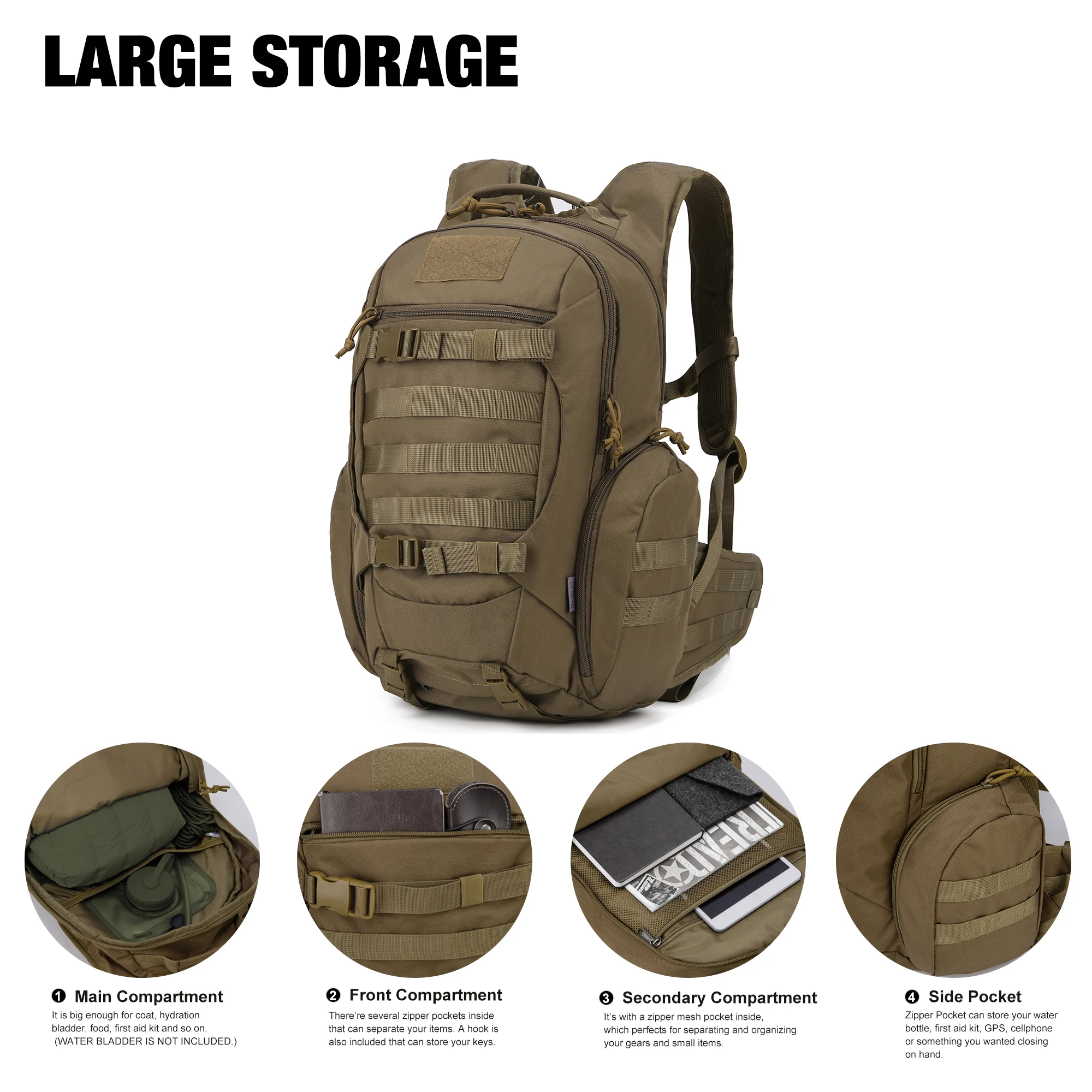 Mardingtop 28L Tactical Backpack Molle Backpack for Hiking Camping Motorcycle 4