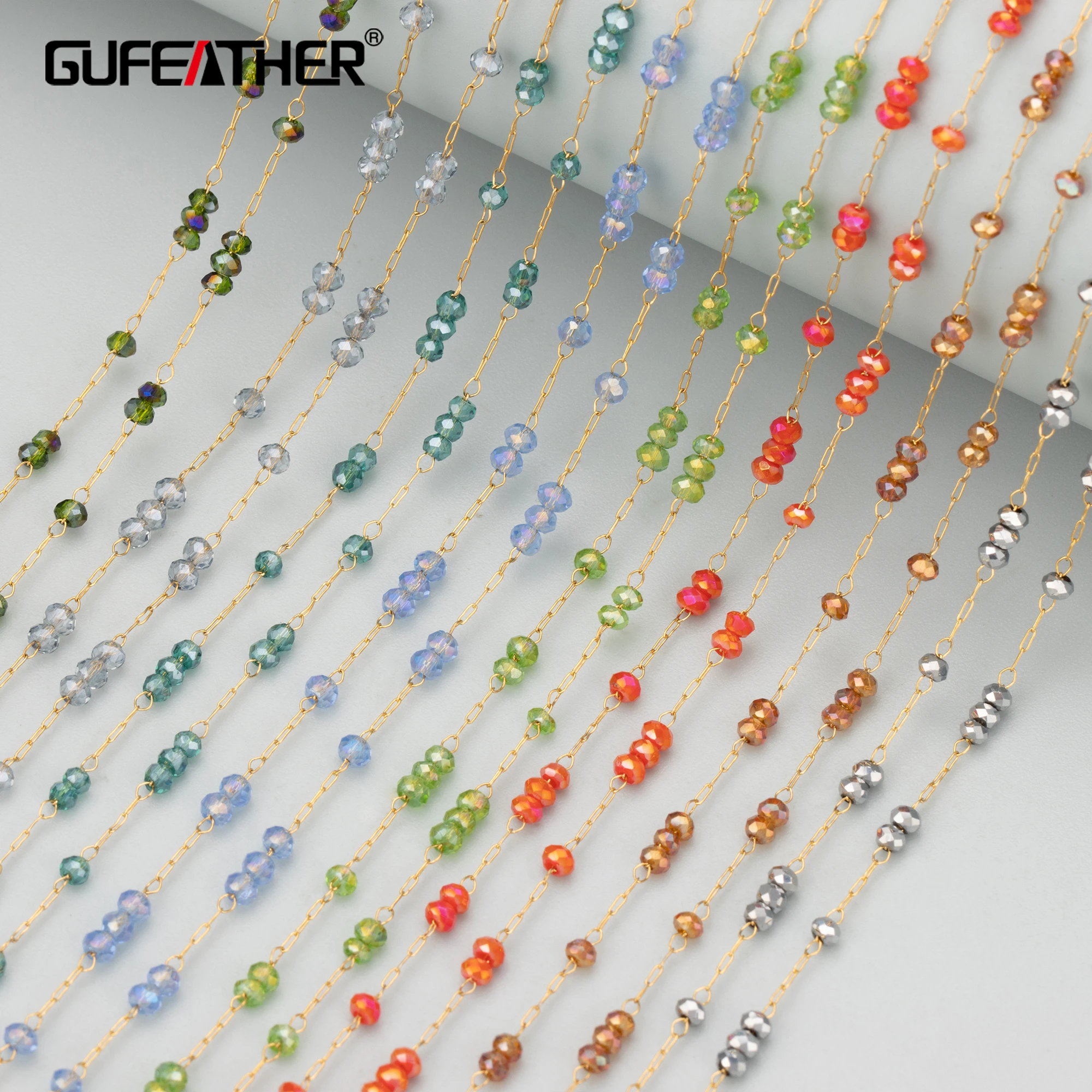 

GUFEATHER C343,chain,natural beads,stainless steel,nickel free,jewelry making findings,hand made,diy bracelet necklace,1m/lot