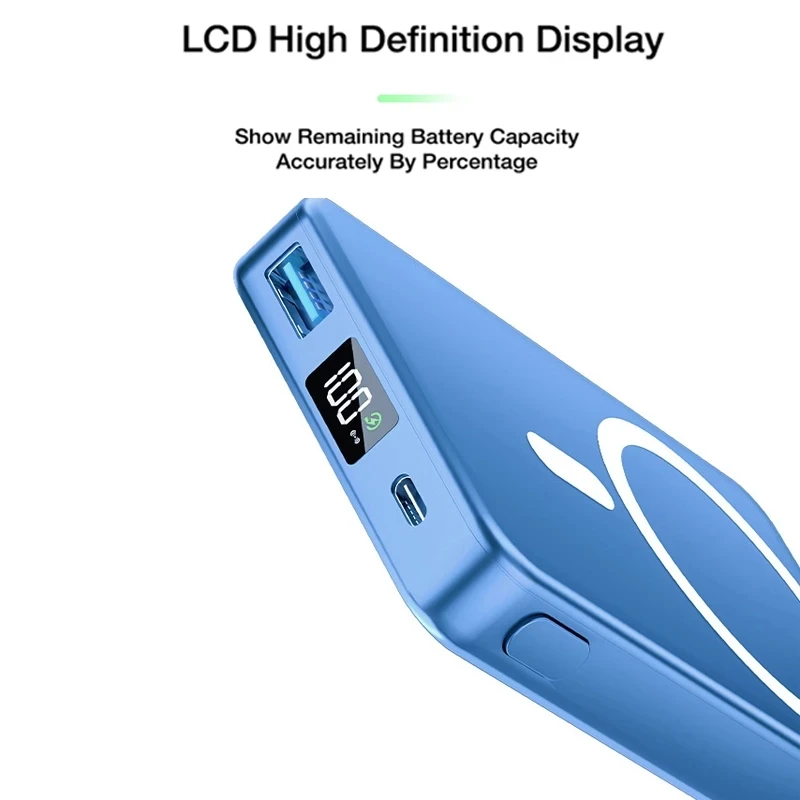 10000mah Magnetic Power Bank 22.5W PD Wireless Fast Charging Mini Powerbank LED Digital External Battery For iPhone Xiaomi