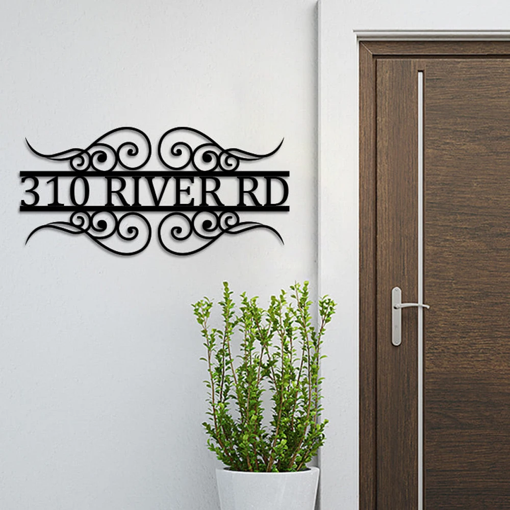 

Personalized Address Black Sign House Numbers for Housewarming Gift Door Signs Design Wooden House Plates with Years
