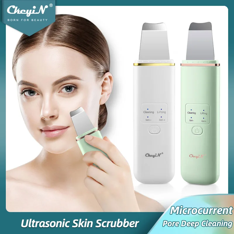 

CkeyiN EMS Ion Blackhead Removal Spatula Ultrasonic Vibration Skin Scrubber Acne Extractor Pore Deep Whitehead Cleaning Shovel