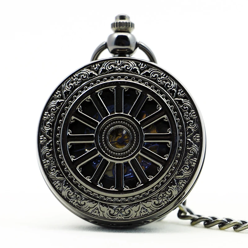 

New Mechanical Pocket Watch Steampunk Vintage Hollow Cover Analog Skeleton Hand Winding Mechanical Pocket Fob Watch for Men