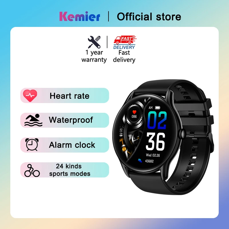 

Kemier Man Woman Smart Watch Bluetooth Call Smartwatch Full Touch Smart Bracelet For Android IOS Fitness Tracker Waterproof