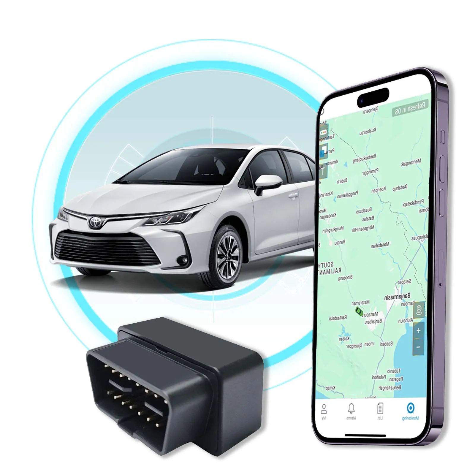 Фото OBD 4G LTE GPS-трекер для автомобиля с геозонами, воспроизведением маршрута, мониторингом скорости, без ежемесячных плат №1