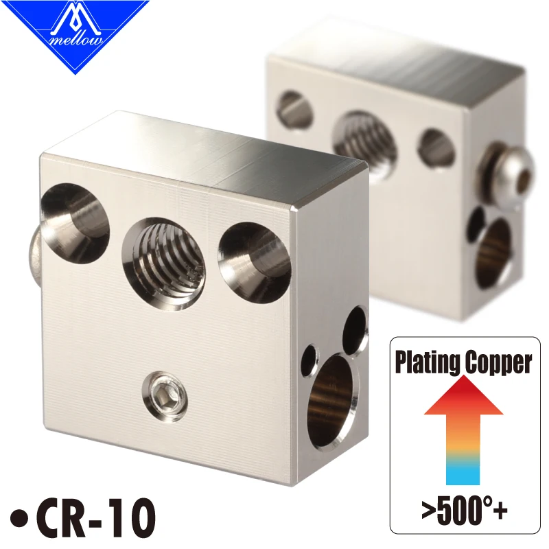Mellow 3D Printer CR8 CR10 Plated Copper Heated Block for Micro Swiss Hotend MK8 Nozzle