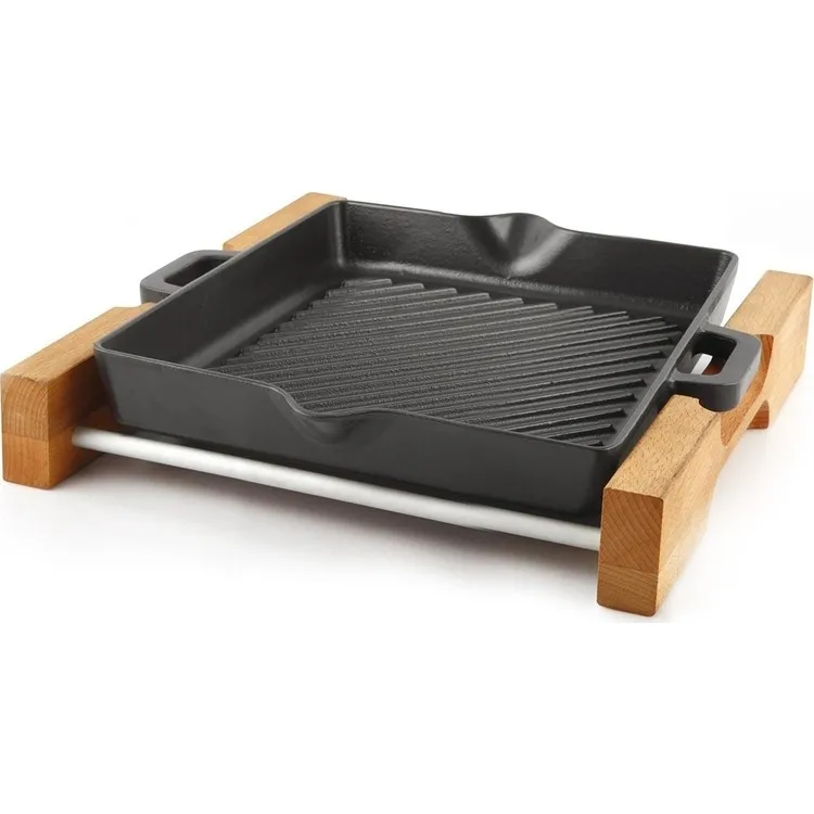 Silver Литая квадратная сковорода-гриль с подставкой 26х26 см