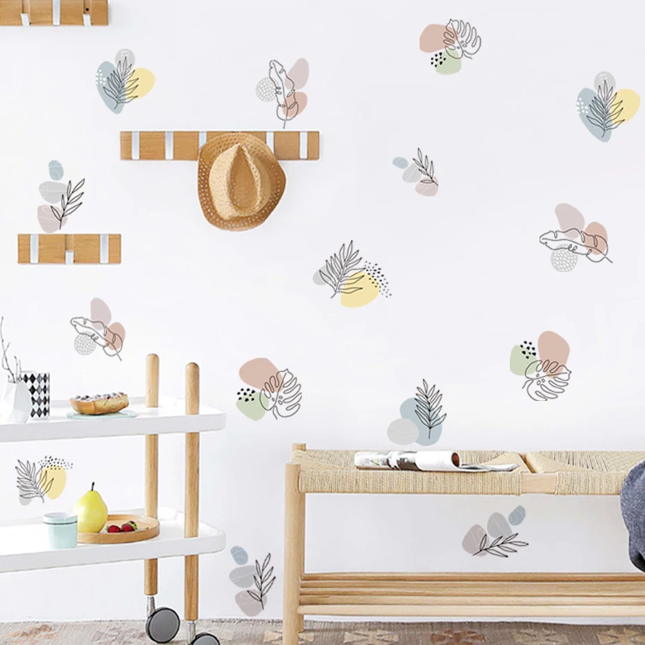 

Vector Abstract Plant Shape Watercolor Nursery Stickers Removable Wall Decals Art Print Kids Boys Room Interior Home Decor