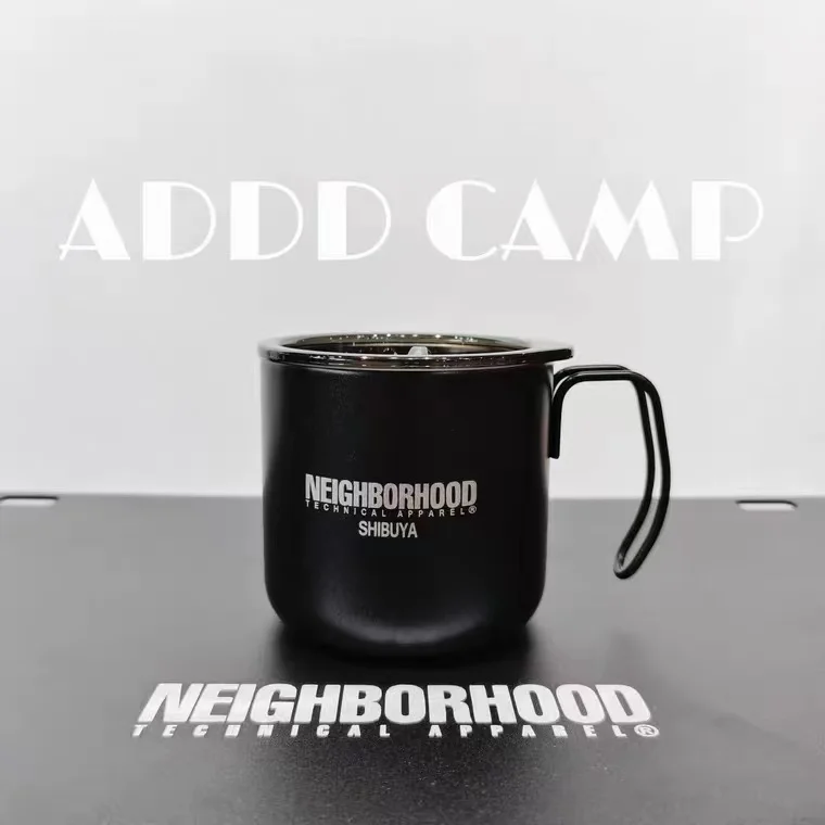 

ADDDCAMP outdoor camping blackened coffee cup water cup homemade NBHD black stainless steel thermos cup with lid