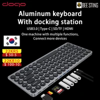 doqo backlit keyboard with expansion dock typec hub usb c hub multi usb 3 0 hdmi adapter docking station for ipad huawei samsung