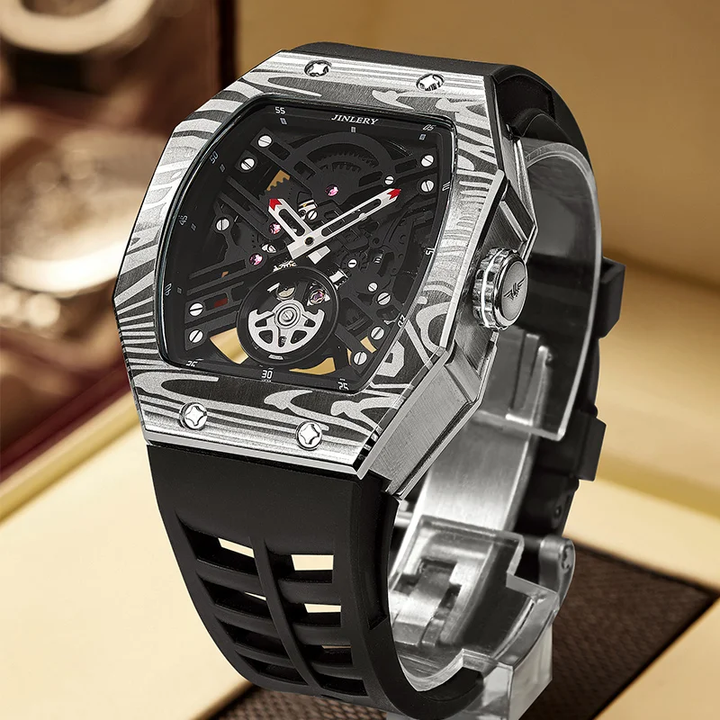 

JINLERY Luxury Mechanical Watches Richard Watch for Men Relogio Masculino Sapphire Crystal Mechan Wristwatch Stainless Steel