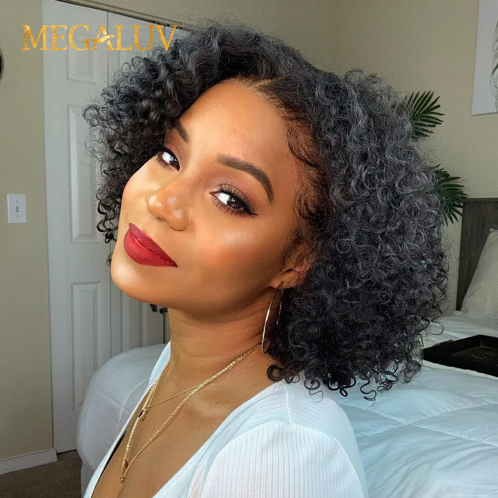 

Curly Human Hair Wigs 13X4 Lace Front Wig Preplucked Short Bob Wigs T Part Lace Wig Brazilian Remy Hair 4x4 Lace Closure Wig