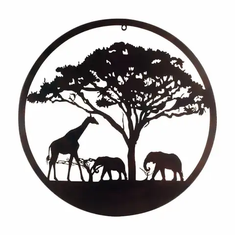 Каприло металлическое декоративное настенное украшение «африканская Саванна-Жирафы и слоны». Картины и аппликации. Вспомогательная мебел...