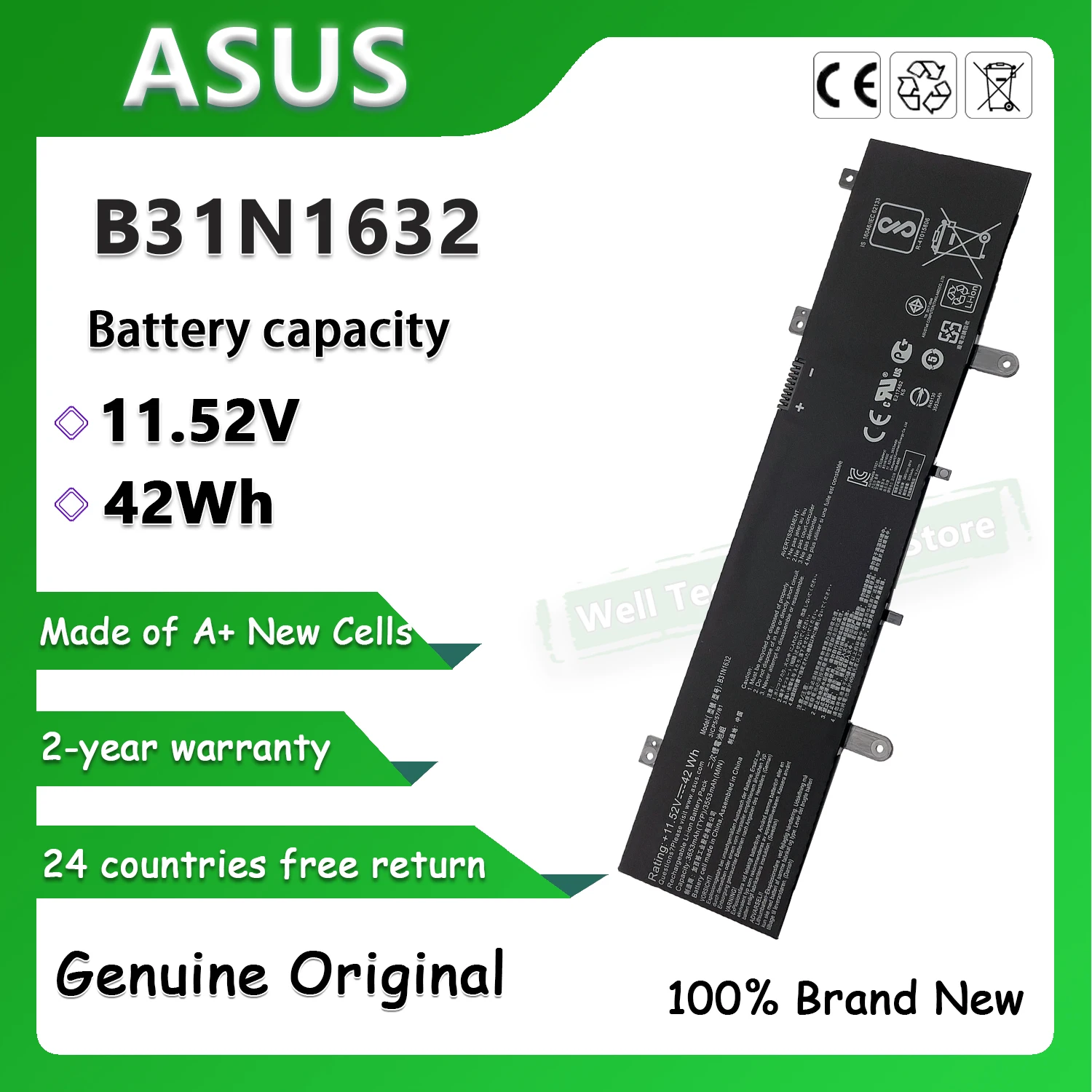 

Original Brand New 11.52V 42Wh B31N1632 Laptop Battery For Asus S4000 S4000U S4100U Zenbook X405U series