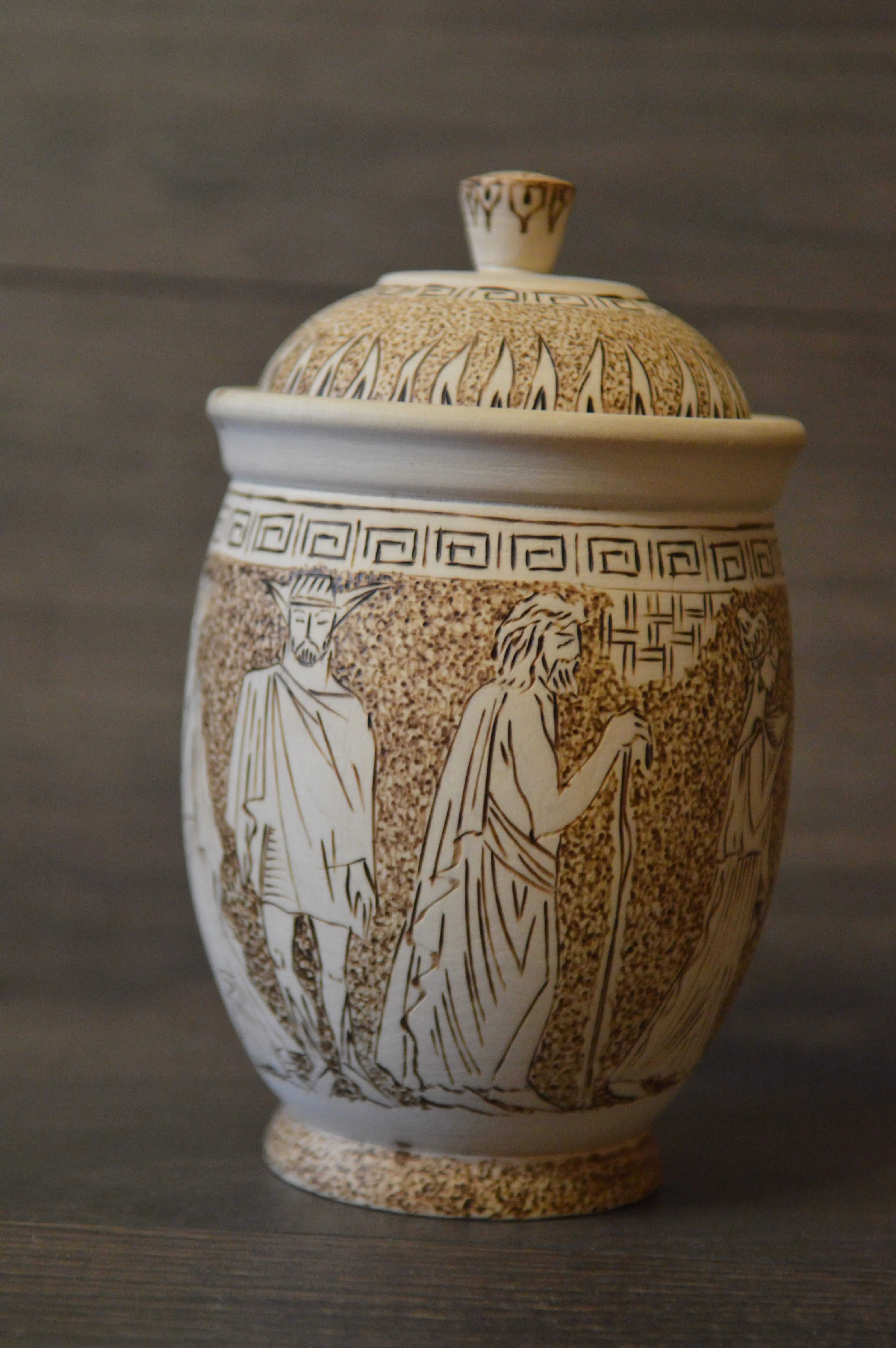 Handmade Gift Souvenir Big Bowl Natural Wood Ancient Egypt Exclusive Pyrography |