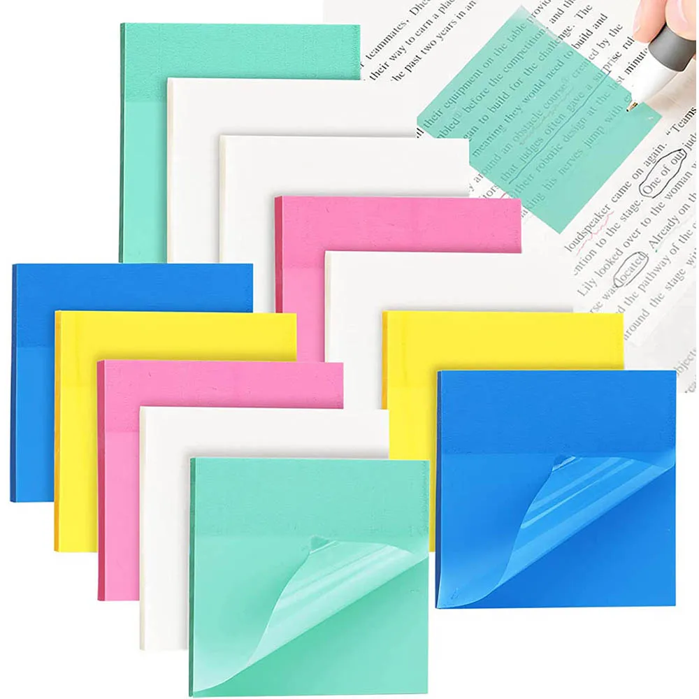 

50 Sheets Waterproof Transparent Sticky Notes Memo Pad Posted It Planner Sticker Notepad Students Stationery School Supplies