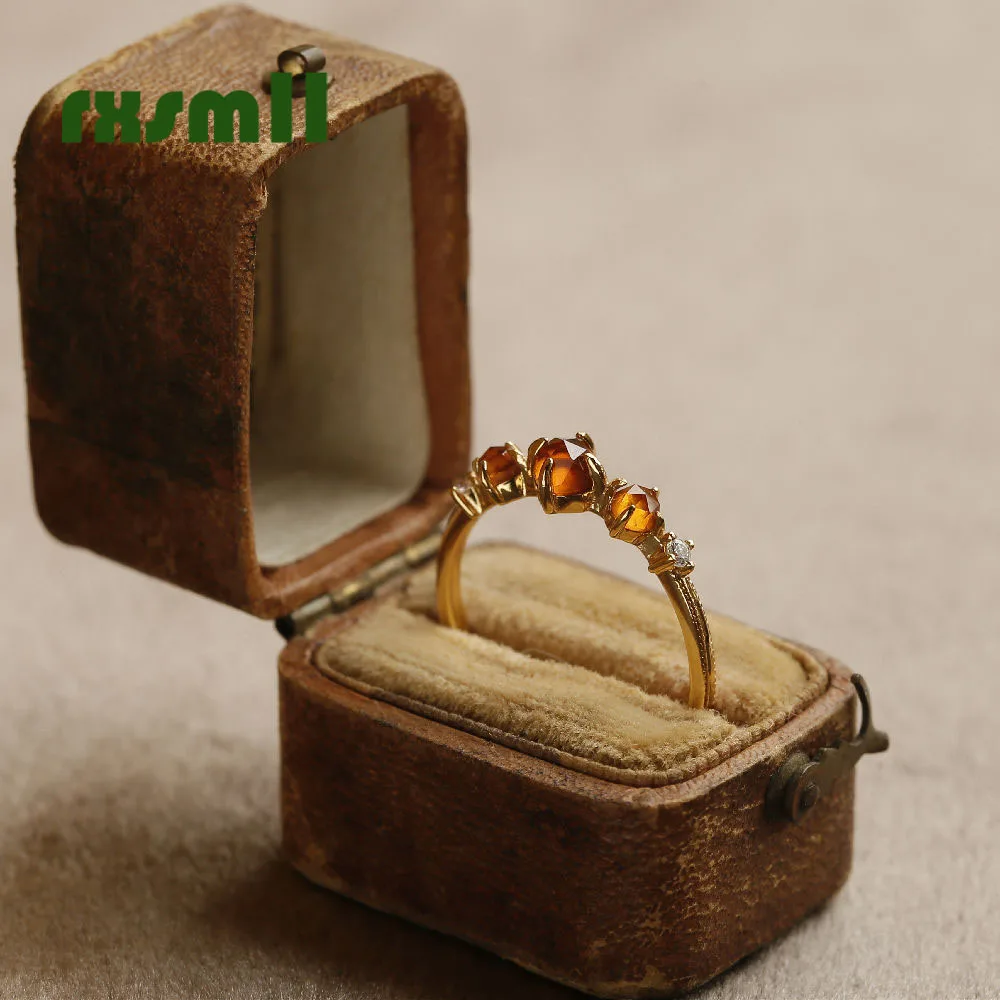 

Vintage Orange Zirconia Adjustable Ring for women Valentine's Day Gift Daily Party Ring