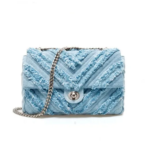 Офисная джинсовая квадратная сумка в клетку для работы модная женская через