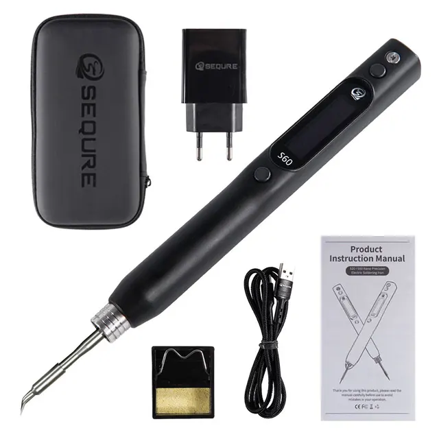 SEQURE S60 Nano Soldering Iron Support PD/QC Power Supply Compatible with C210 Solder Tips Repair Tool Anti-static Soldering Pen 6